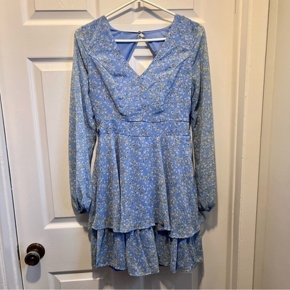 3/30$💥 Jessica Simpson dress blue floral midi summer boho sleeve Small Women